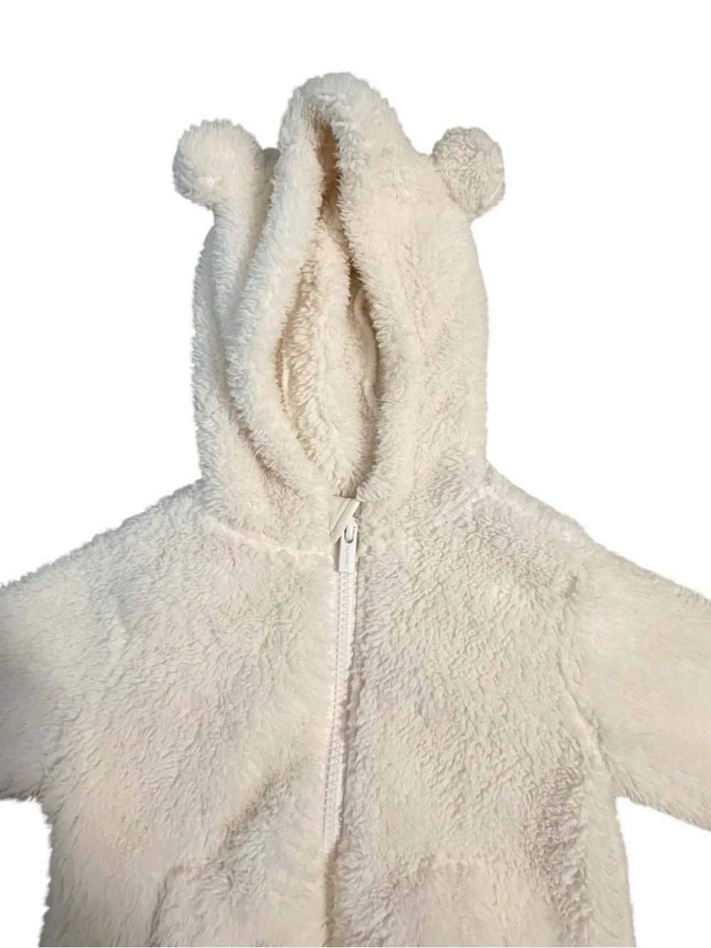 Old Navy Cream Plush Bear-Ear Zip Jacket for Kids 6-12M